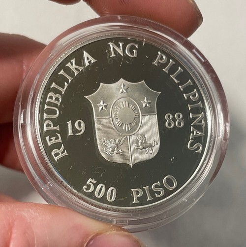 Philippines - 1988 Large Silver 500 Piso - RARE