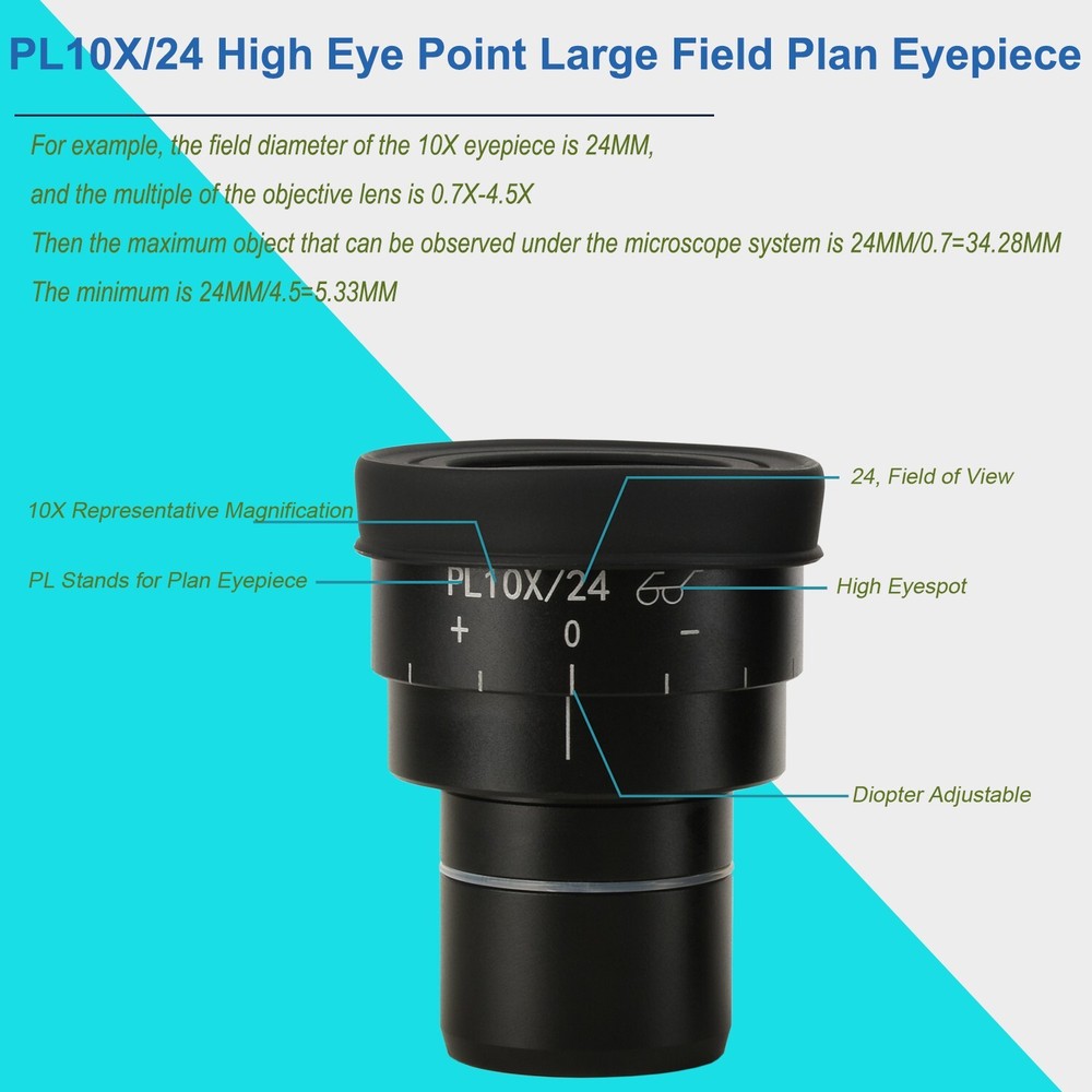 KOPPACE High Eye Point Large Field Plan Eyepiece PL10X/24mm,Interface 30mm
