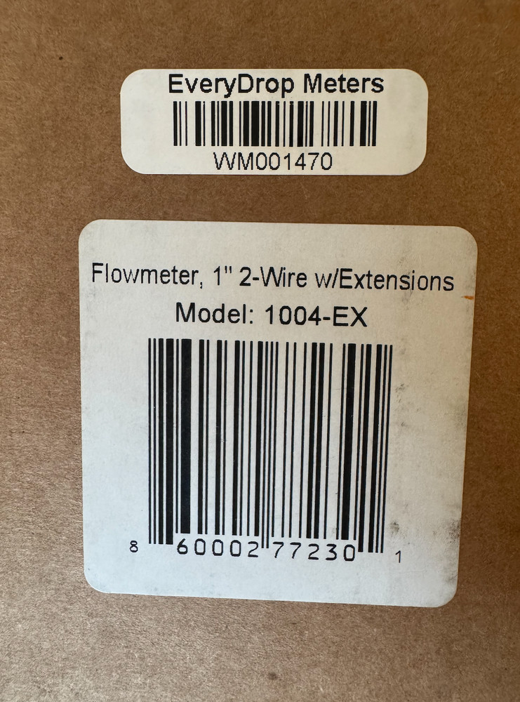Everydropmeters flowmeter 1" 2 wire with extensions Model 1004-EX