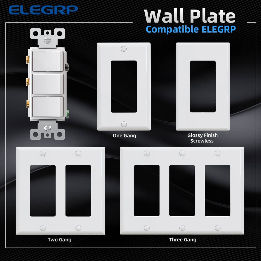 ELEGRP Decorator Triple Rocker Light Switch, Three Single Pole Electrical Pad...