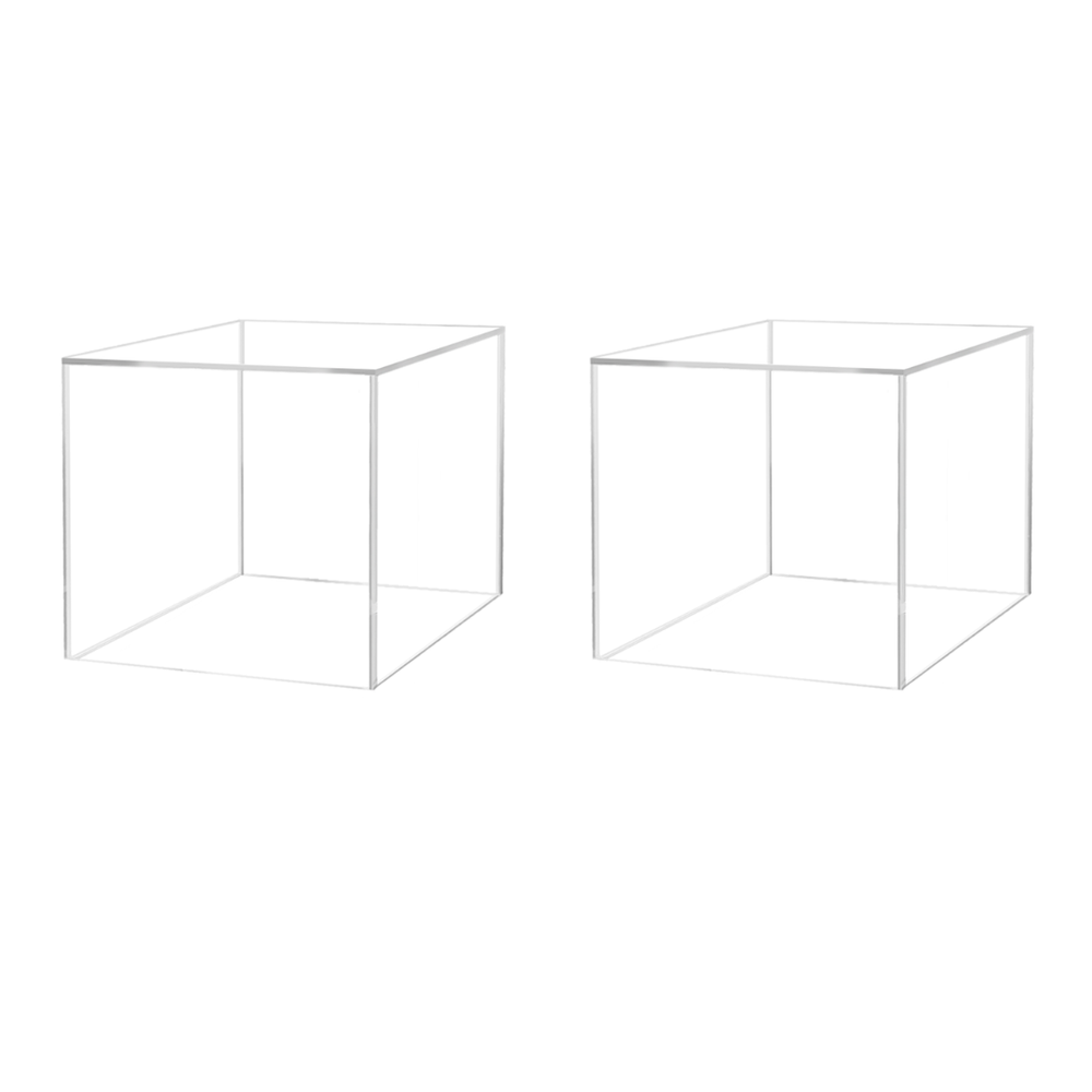 2 Pack 5" Acrylic Box Clear Riser 5 Sided Counter Square Pedestal Display Bin