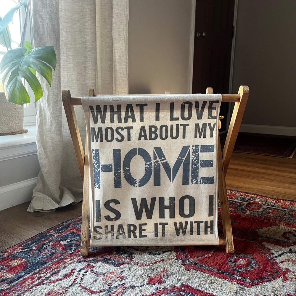Foldable Wood & Canvas Bin/Hamper