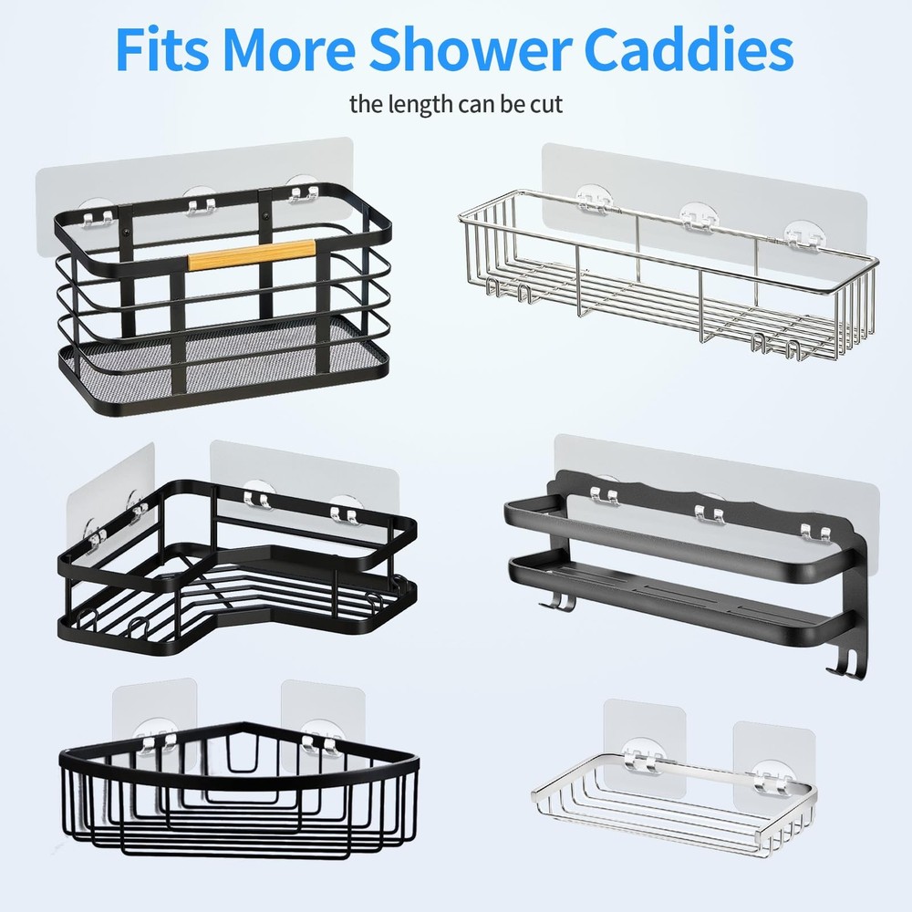 Shower Caddy Adhesive Hooks Strips Replacement 6PC Strong Waterproof GEN IV
