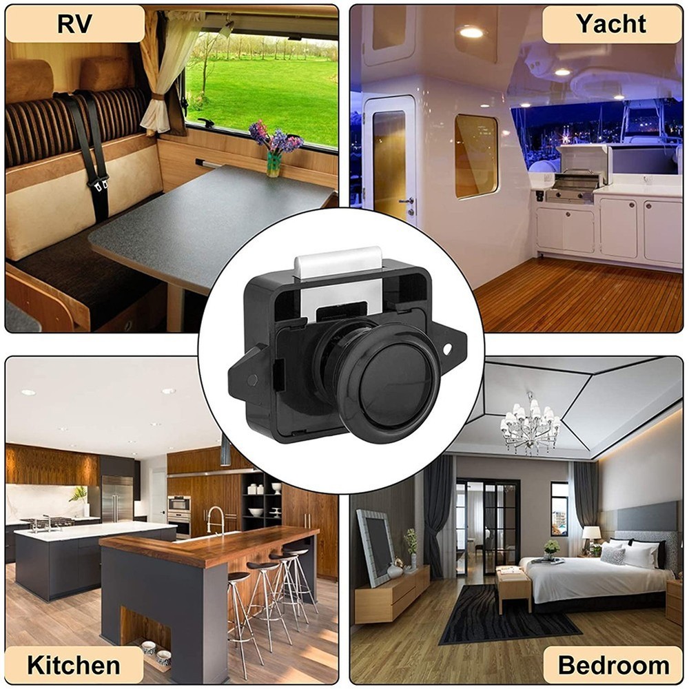 Push Button Catch Lock Latch Knob Drawer Cupboard Cabinet Camper Caravan