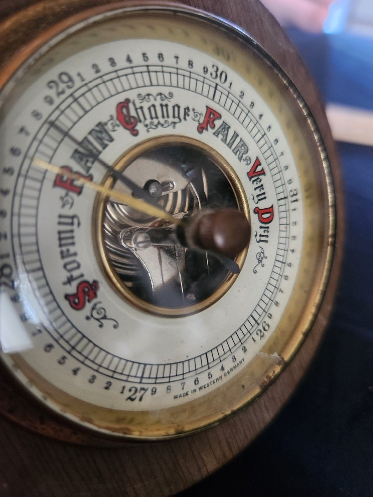 Vintage German Aneroid Barometer Round Wall Mount Untested
