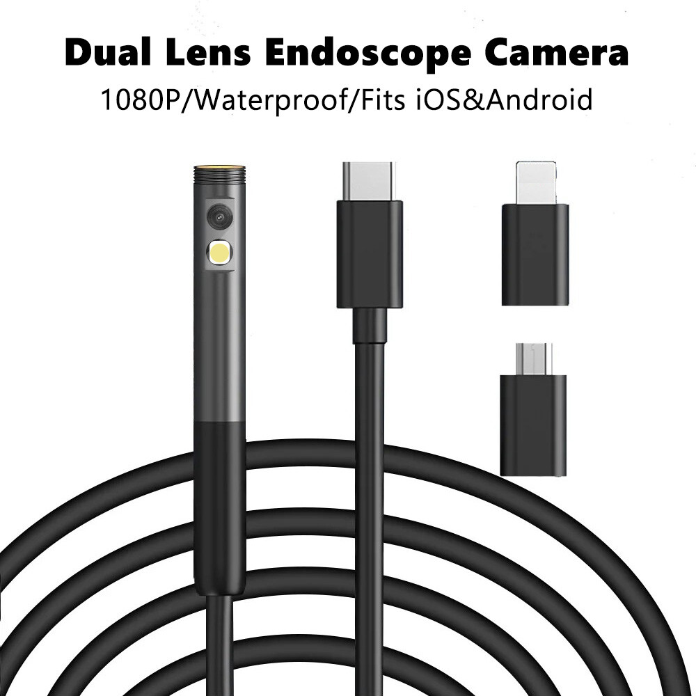 1920P Dual Lens Snake Inspection Borescope Type C iPhone Endoscope Scope Camera