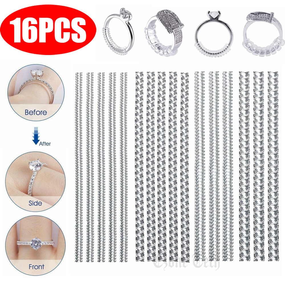 16PCS Ring Size Adjuster Invisible Clear Ring Sizer Guards Jewelry Fit Reducer