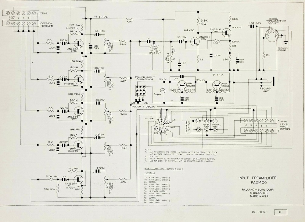 Vintage Rauland PBX1400A Input Mixer Preamplifier Transistor Solid State #2