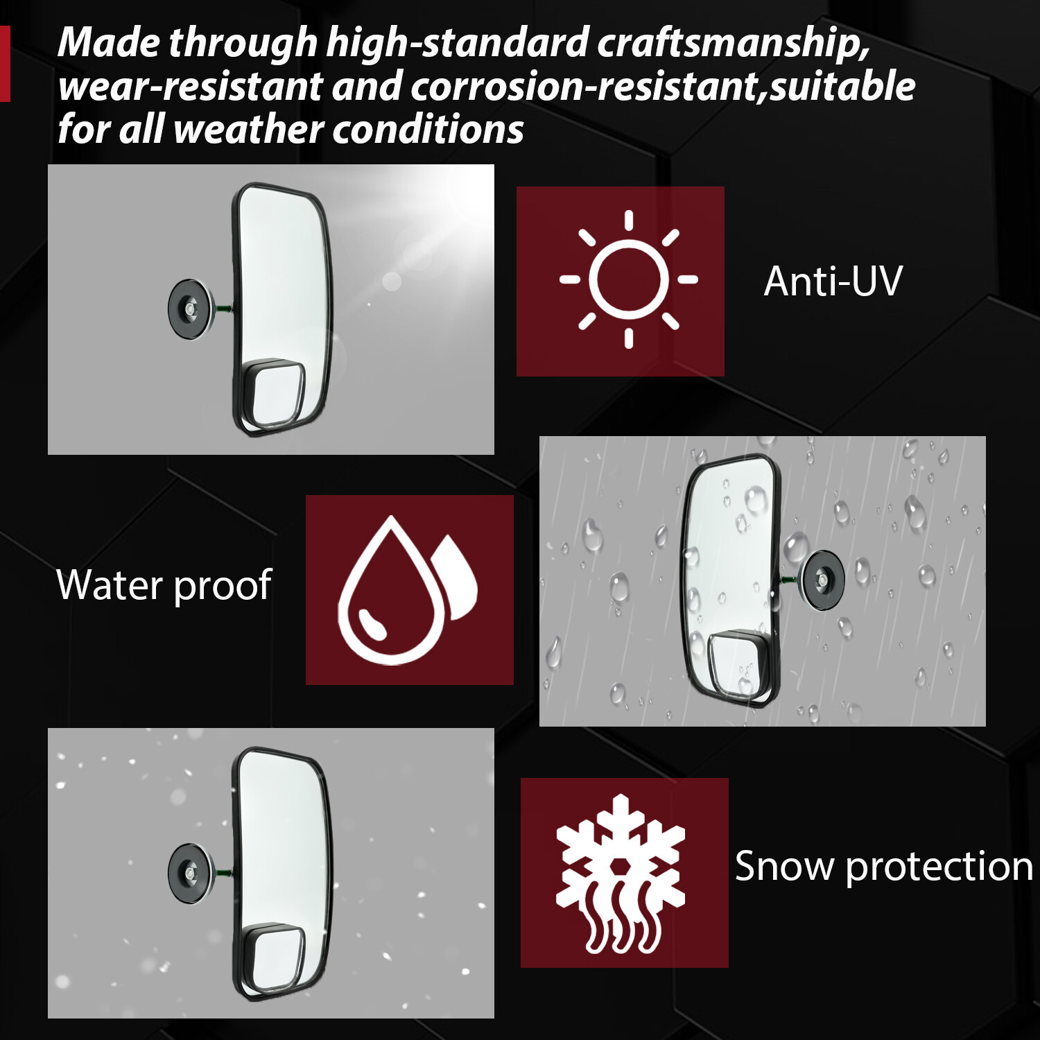 Magnetic Rearview Mirrors For John Deere Gehl Skid Steer Loader W/Convex Mirror