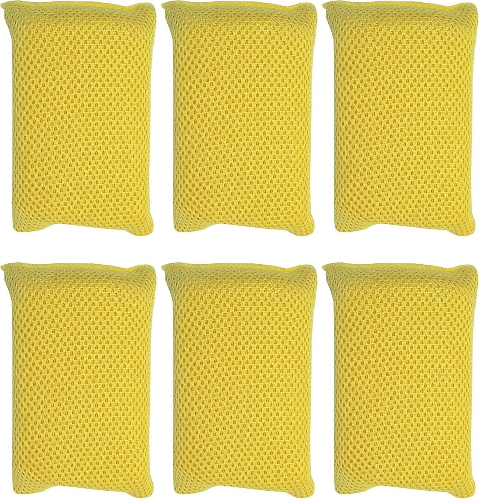 6-Pack, Bug Scrubber Sponge, Yellow, Large Microfiber