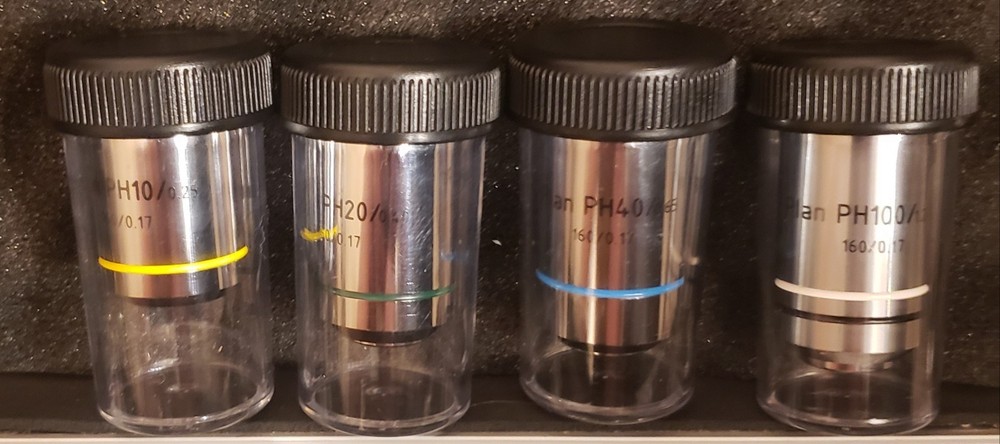 Microscope Phase Contrast Kit (10X 20X 40X 100X Plan Achromatic Phase...