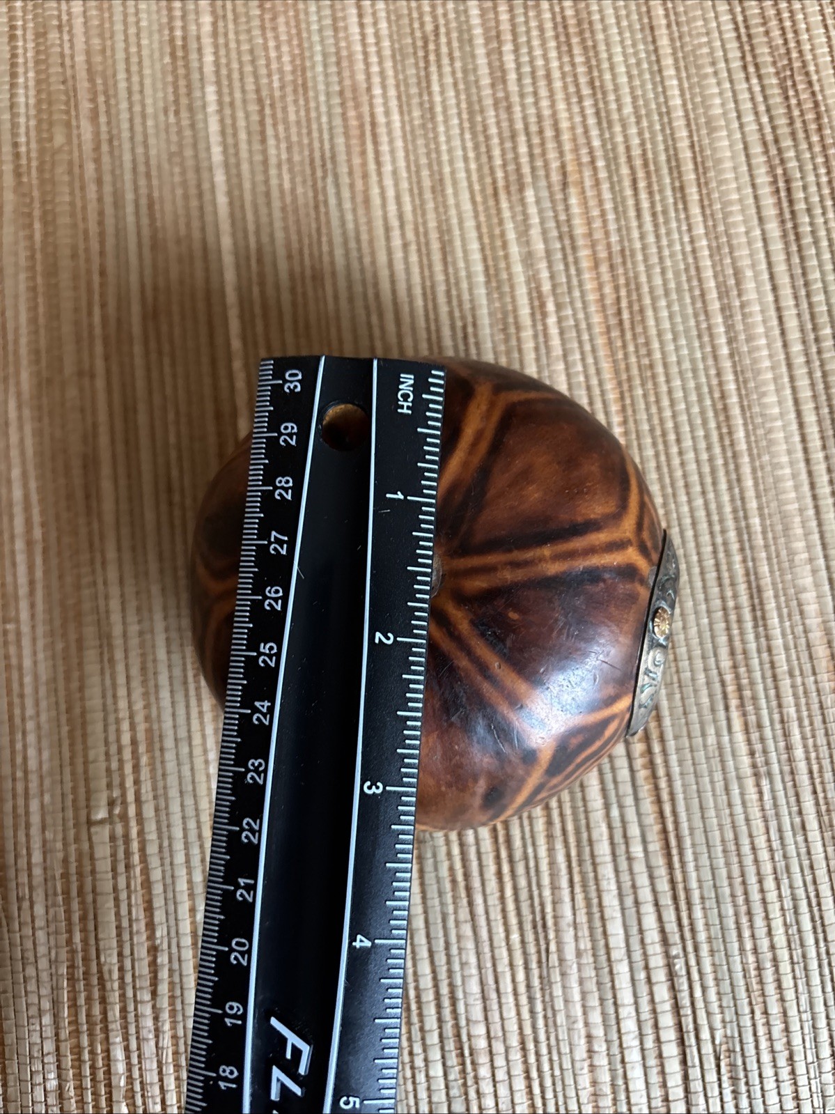 Vtg Galleta (Cookie Shape) Style Yerba Mate Gourd Silver & Gold Ferrule (Ring)