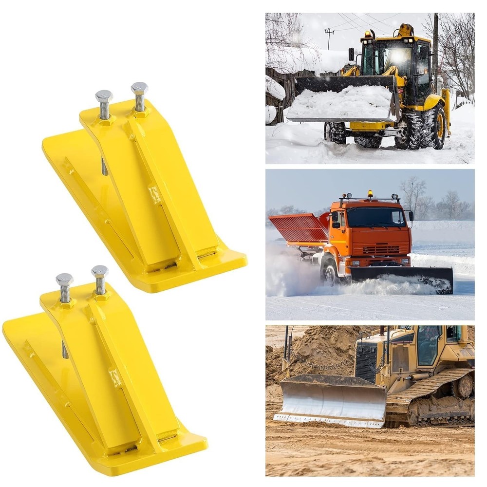 2Pc Tractor Bucket Protector Ski Edge Protector w/ Double Lock Nuts Bolts Yellow