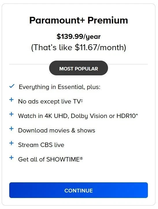 PARAMOUNT PLUS VOUCHER STREAMING SERVICE SHOWTIME CBS $139.99 VALUE