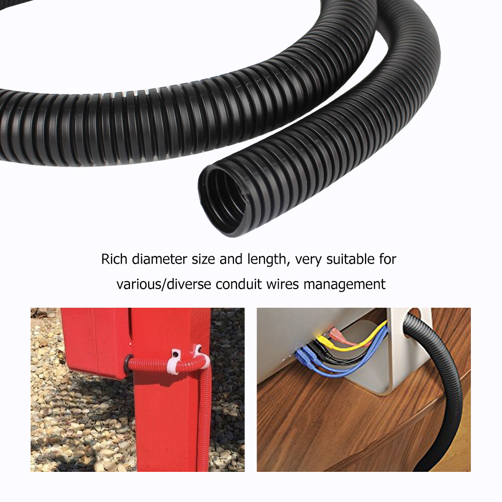 Flexible Conduit Split Wire Loom Corrugated Electrical Car Wire Cable Protection