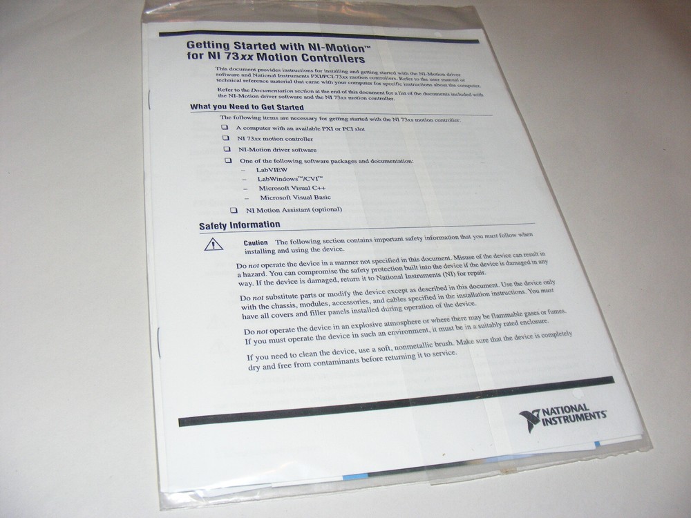 National Instruments Motion Control Software for Windows Vista XP 2000 Ver 8.1