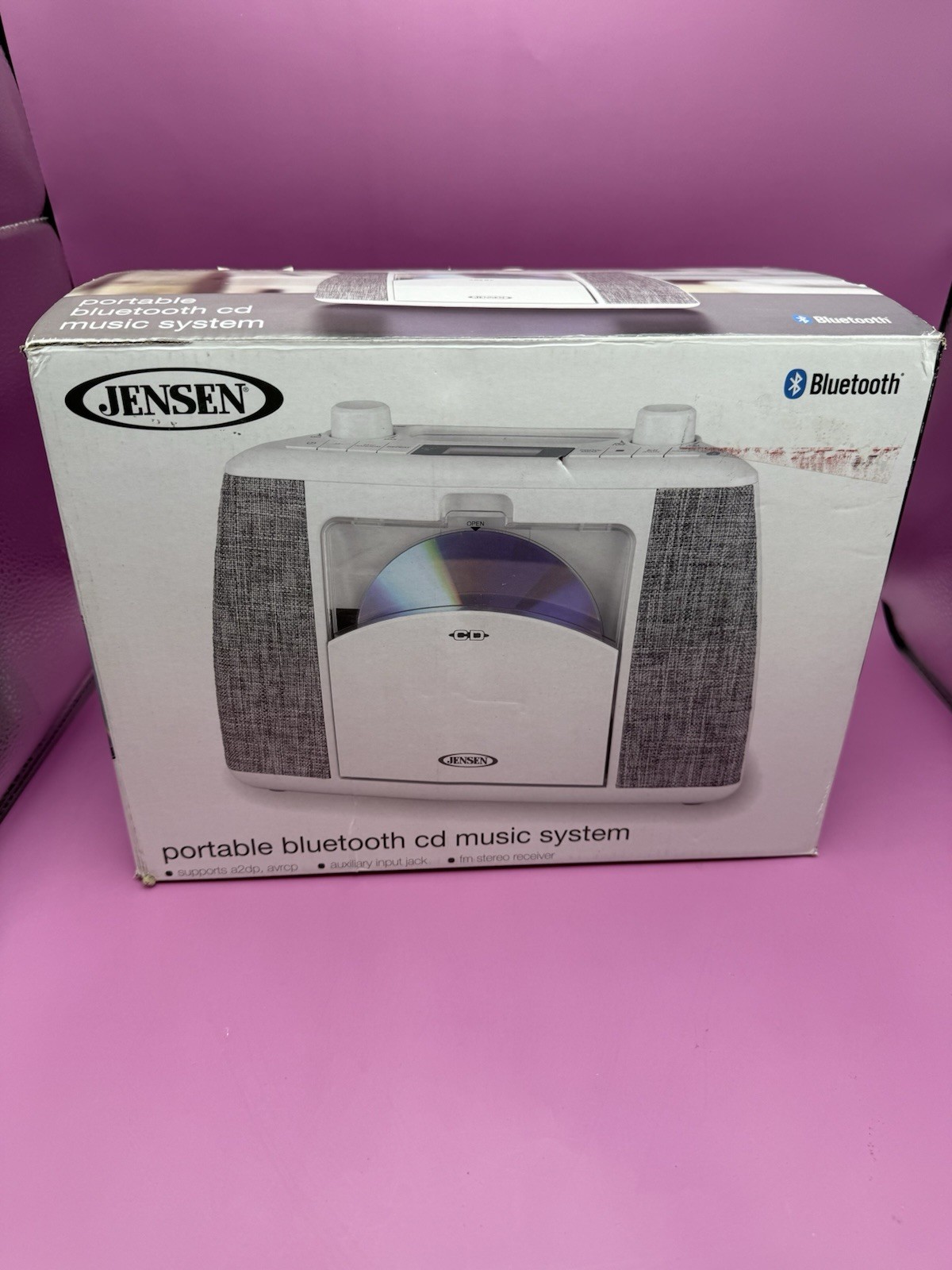 Jensen CD-565 Portable Bluetooth CD Music System FM Excellent Condition