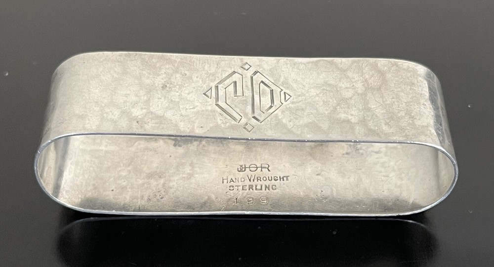 Sterling Silver JOR Napkin Ring Hammered Mono CD