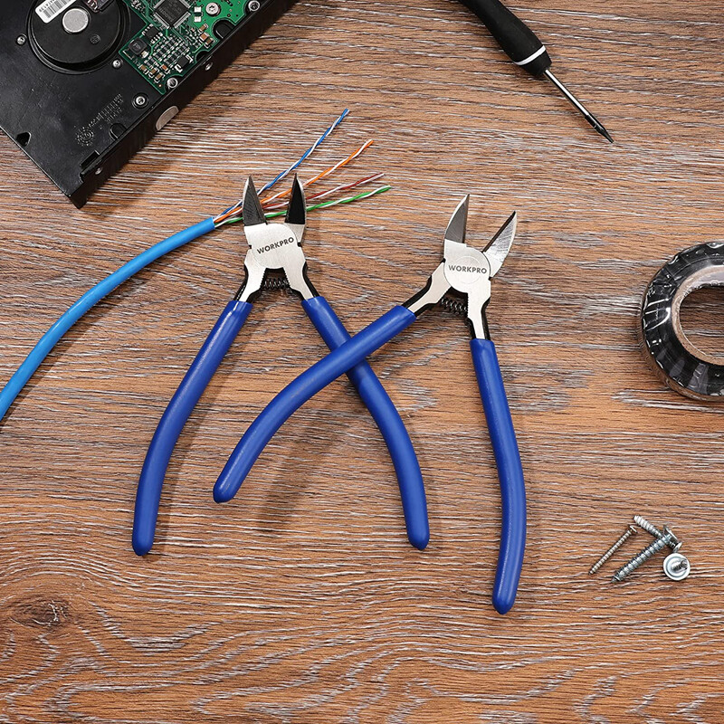 2PC Wire Cutters 6 Inch Precision Flush Cutter Spring Loaded Side Pliers