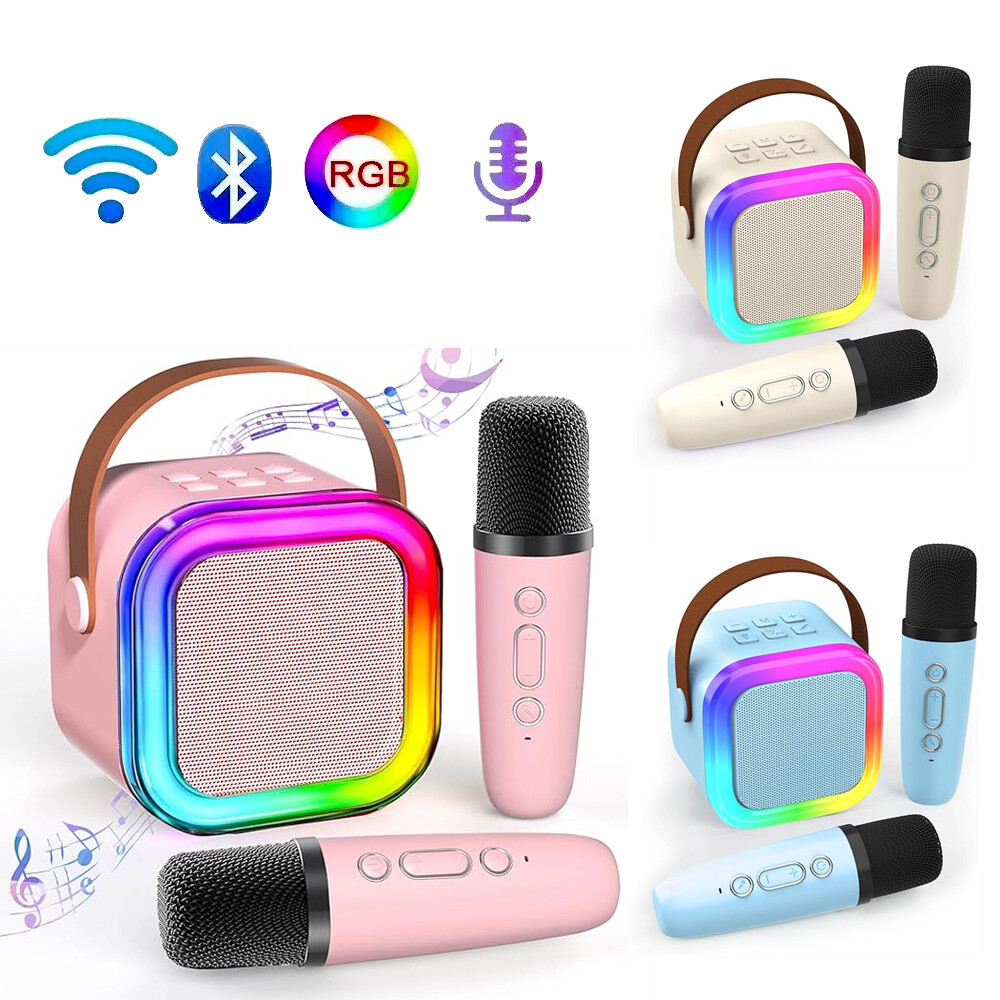 Bluetooth K12 Mini Karaoke Machine Portable Speaker System with 1-2 Wireless Mic
