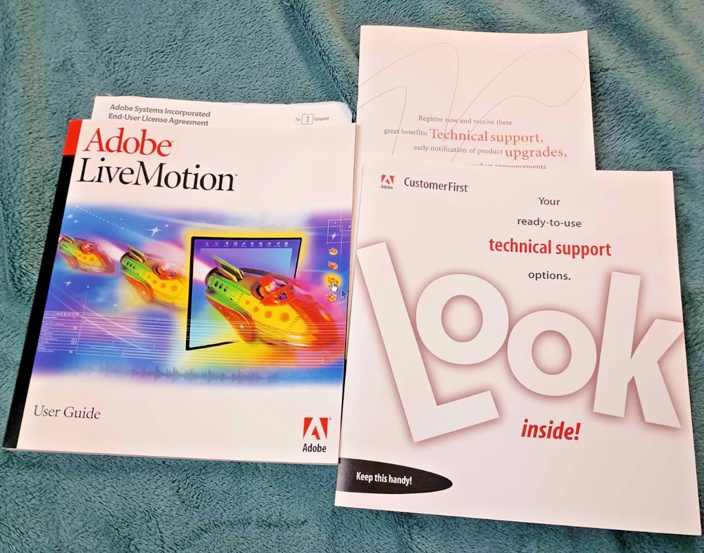 Adobe Live Motion PC Software 2000 Windows Mac Box & Inserts only NO DISK