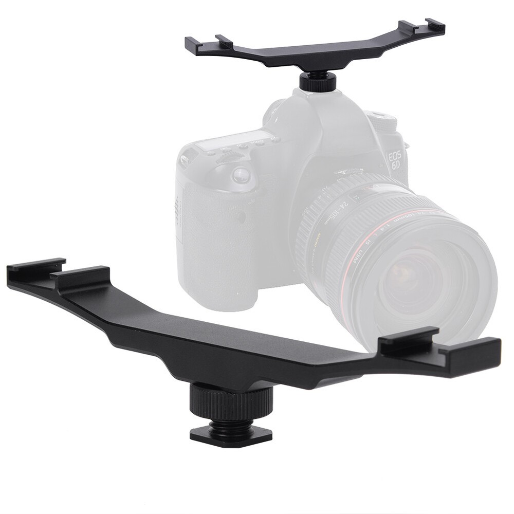 Double End Cold Shoe Mount Bracket Extension Rod For Camera Flash Fill Light Fit