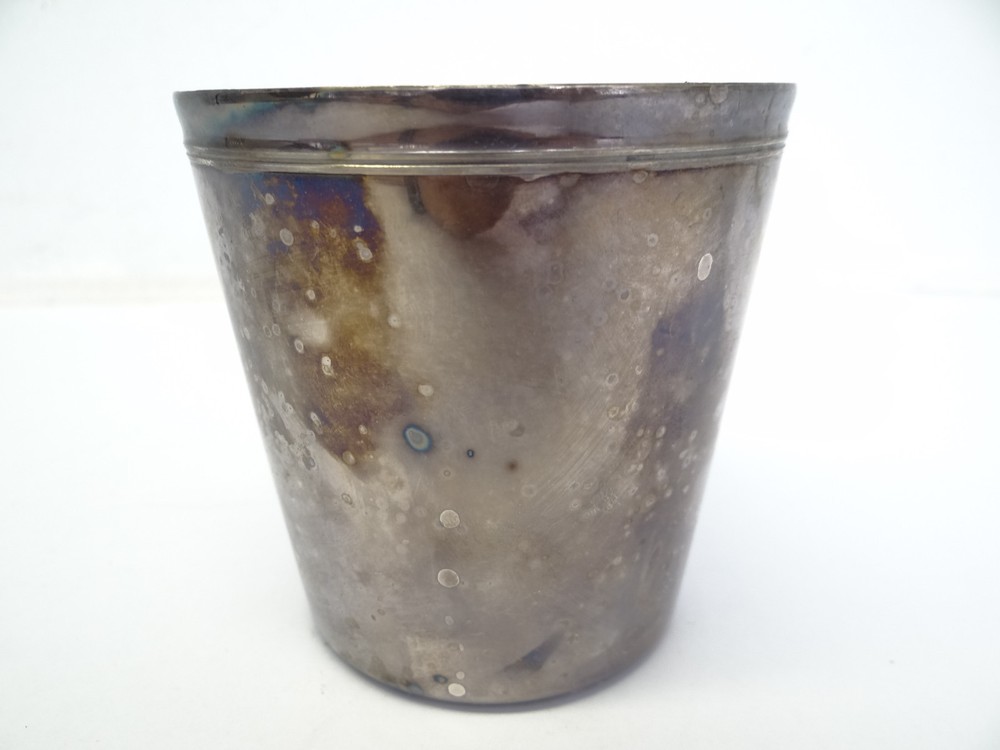 Mid-Century Modern Denmark Hallmark Shark Silverplate Cup Candle Holder Used