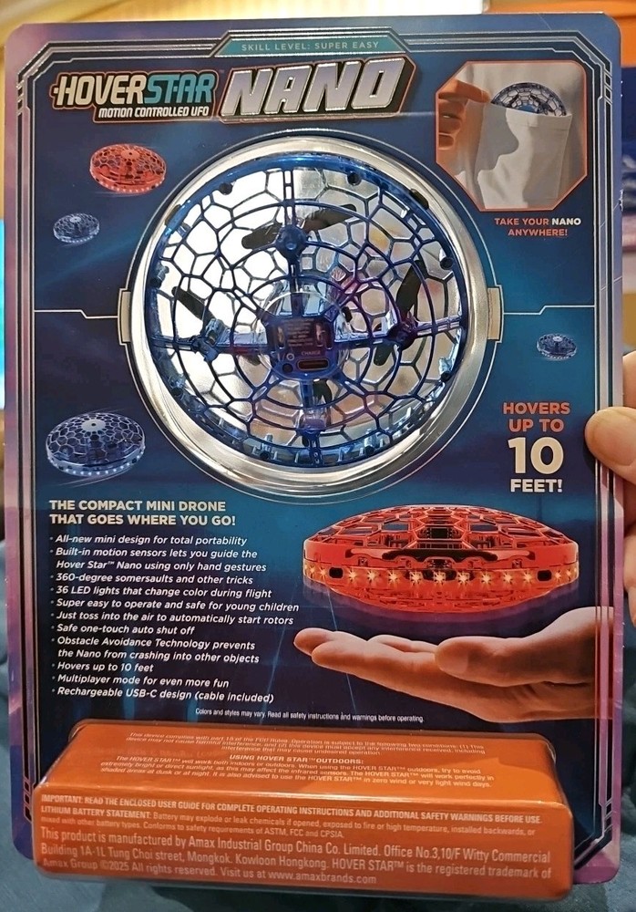 Hover Star Nano Motion Controlled UFO Compact Blue Rechargeable Hand Control