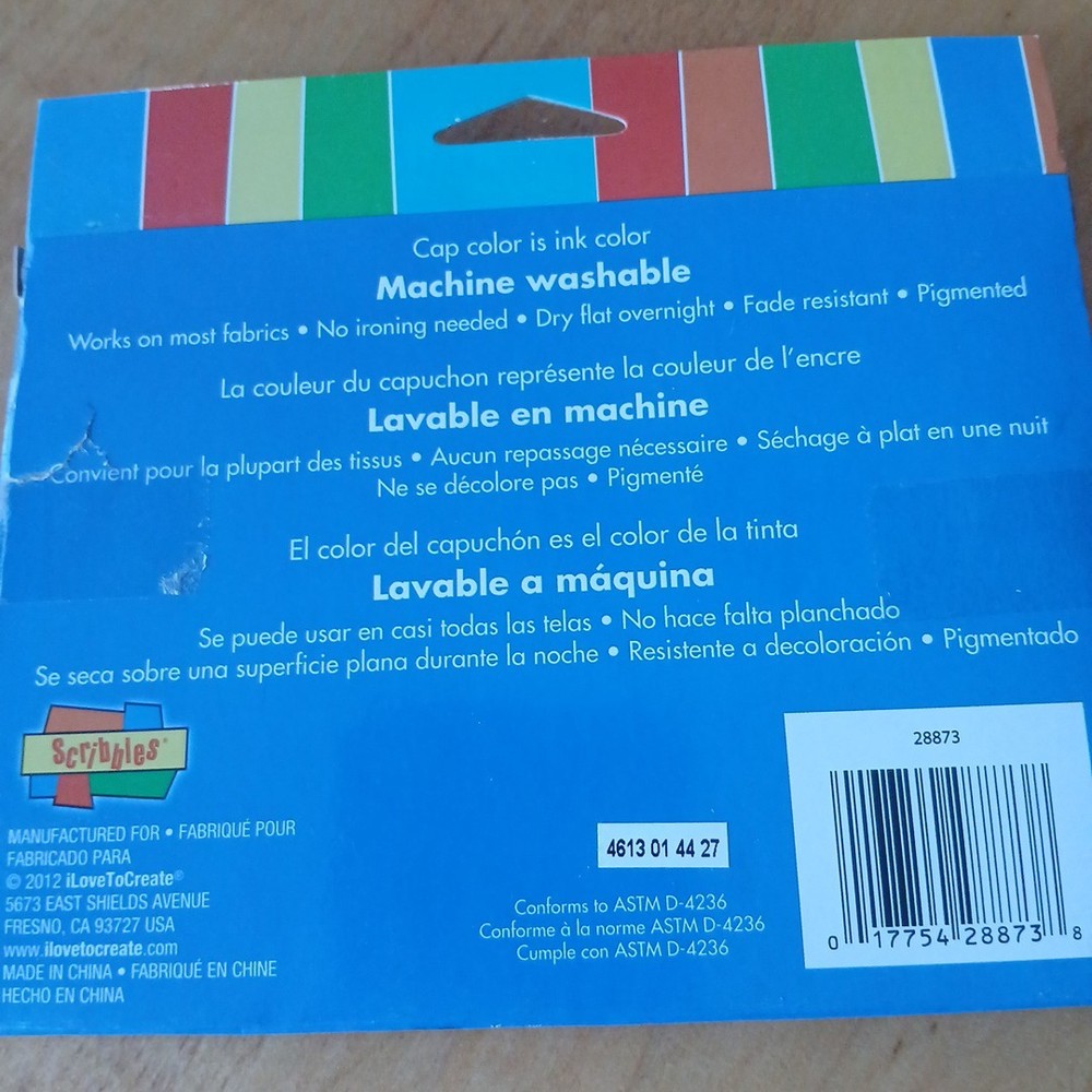 Scribbles Fabric Markers 8 Count NIB