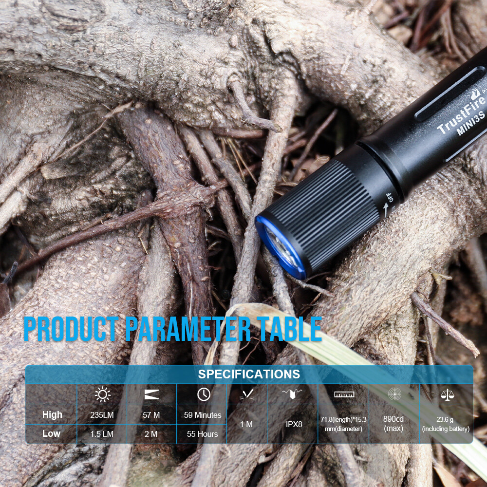 Trustfire MINI3S Keychain Flashlight 235Lumen Rechargeable EDC MINI Flashlight