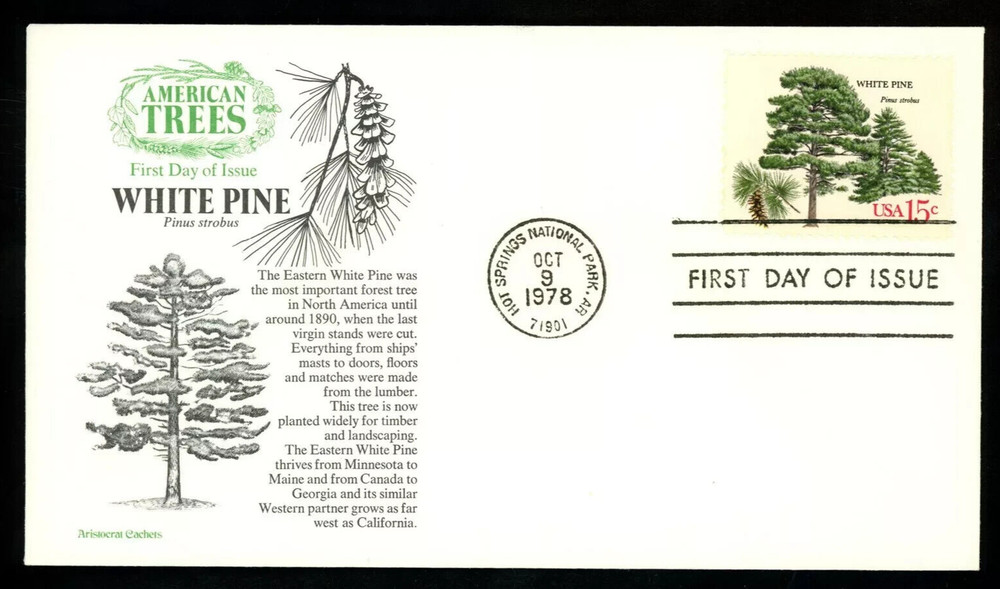 WHITE PINE CONE TREE 1978 PREMIUM ARISTOCRAT CACHET FDC UNADDR