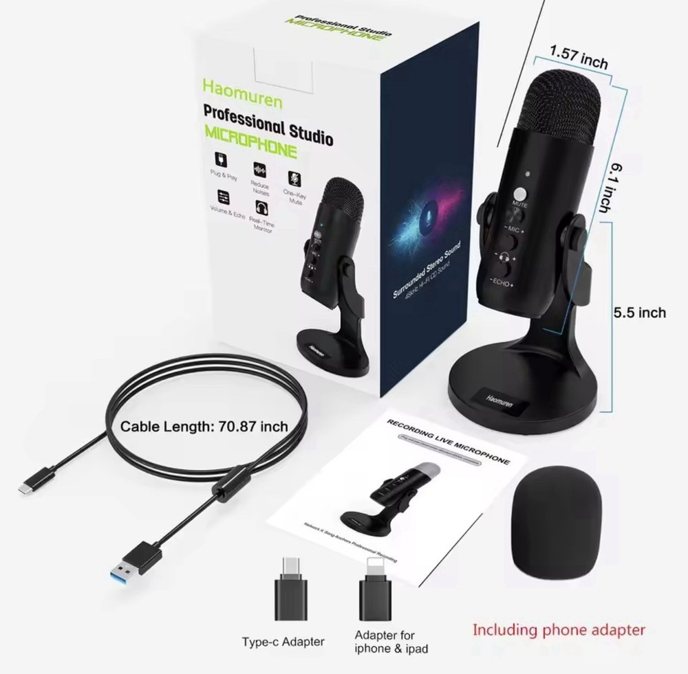USB Microphone for PC Mac Gaming Recording Stream Podcast, Computer CondenserMC