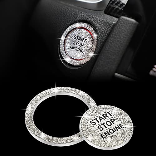 Bling Car Engine Start Button Cover Diamond Crystal Push Start Ring White