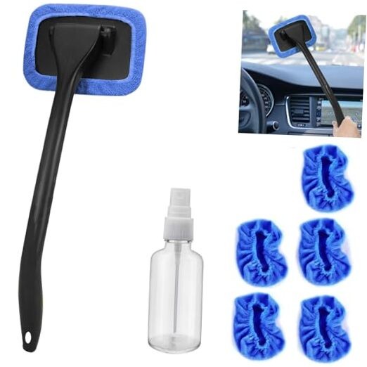 Car Windshield Cleaner Tool with Extendable Handle, Inside Auto Window Blue