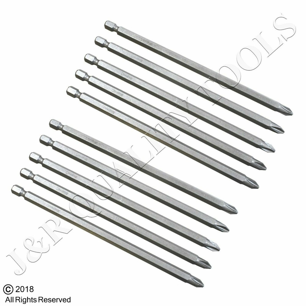 10pc #2 PHILLIPS 6" MAGNETIC TIPS SCREW DRIVER INSERT HEX BIT POWER DRILL ROUND