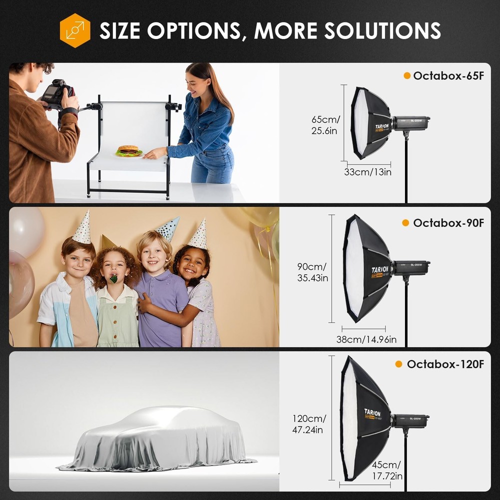 TARION Foldable Octagonal Softbox 35.4in(90cm): Quick 1-Step Setup Bowens Mou...