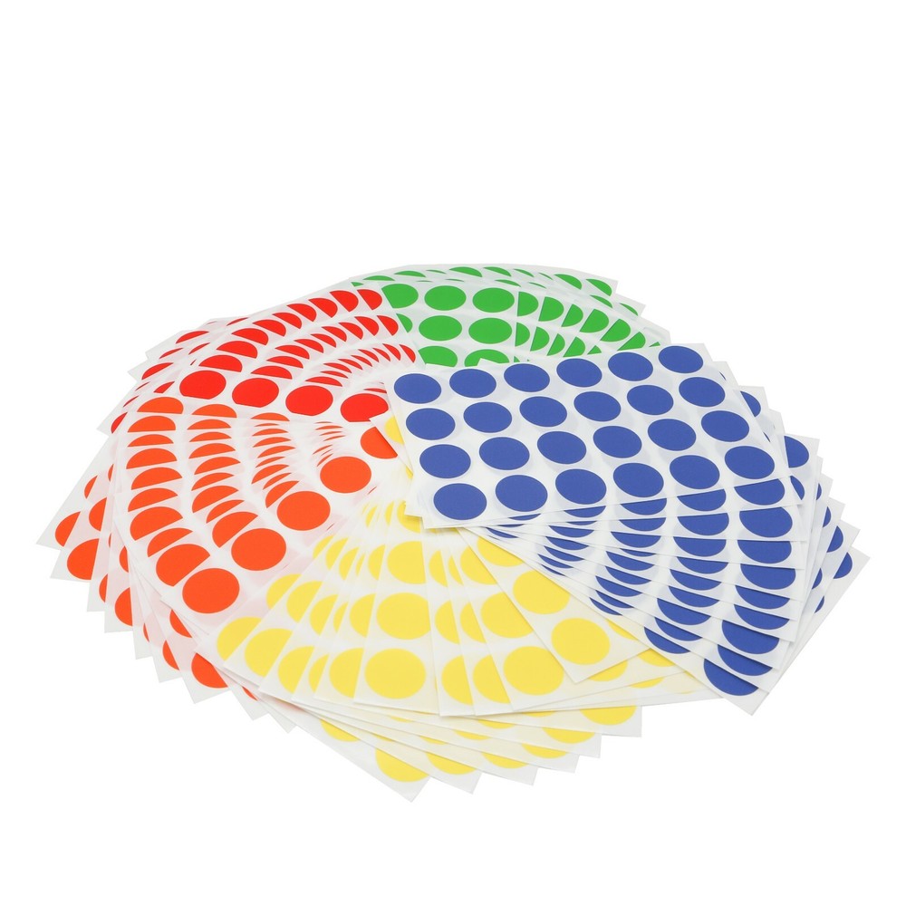 Infi-Touch 3/4" Color Coded Dot Label Sets, 5 Assorted Colors, 1,200 Label