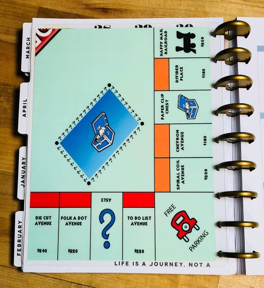 Monopoly inspired Planner Theme Dashboard 4 use w/ Classic Happy Planner~