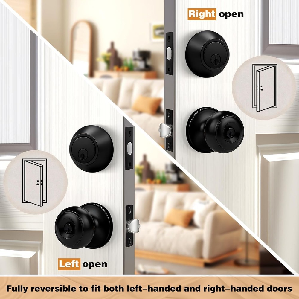 Entry Door Knobs Lock Set & Single Cylinder Deadbolt Combination Set Entry Door