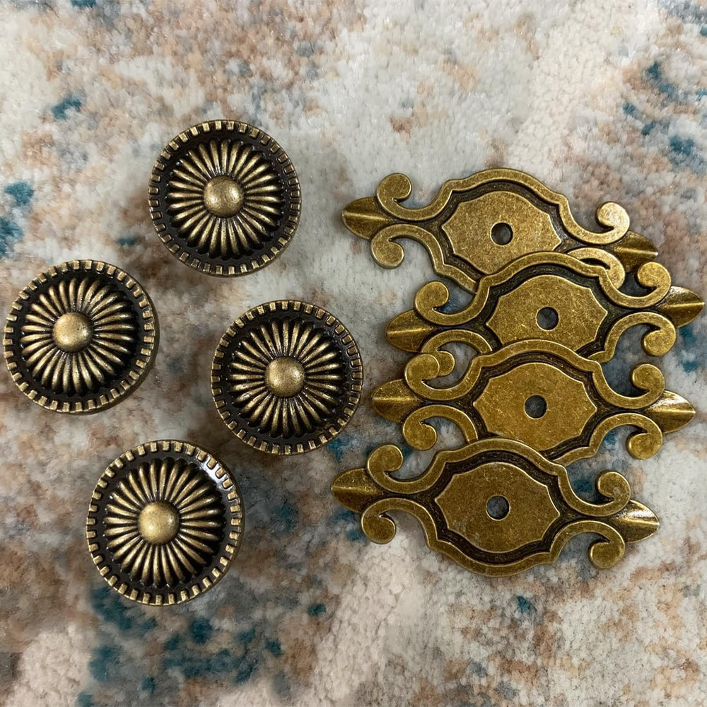 Brass Cabinet Knobs, Vintage Retro Mushroom Drawer Knobs with Backplate, Dresser