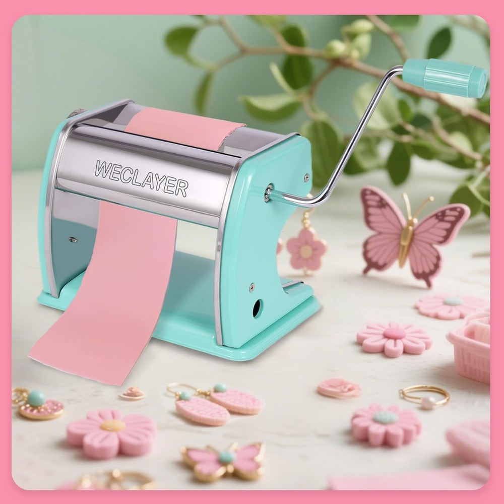 Polymer Clay Press Machine,Clay Roller Machine,Includes Non-Stick Sheets,Glov...