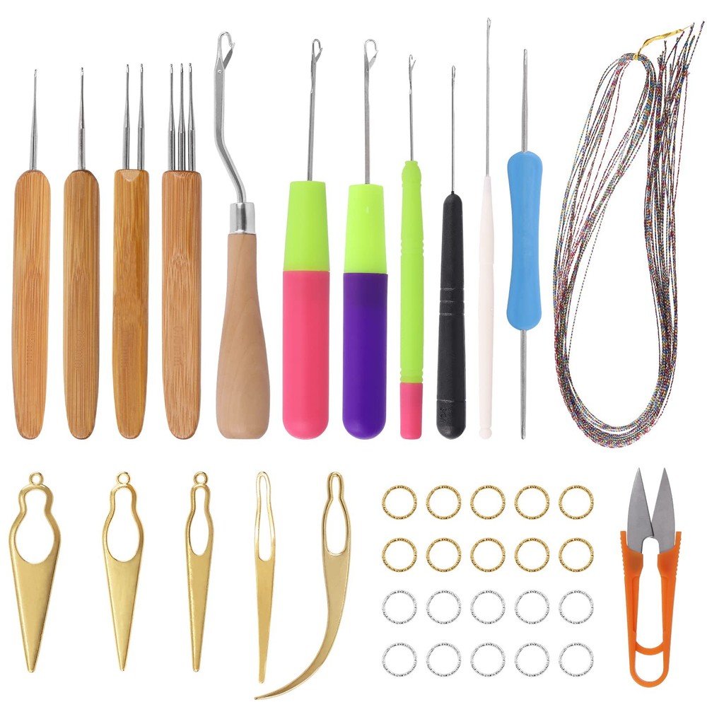 Rustark 49Pcs Dreadlocks Crochet Hook Tools Kit Hair Braid Dreadlocks Needle Int