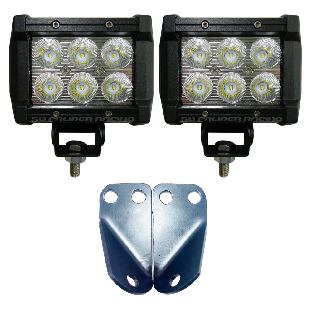 Left&Right Side A-pillar PodLight Mounting Brackets w/Qty 2 three inch Cube LEDs