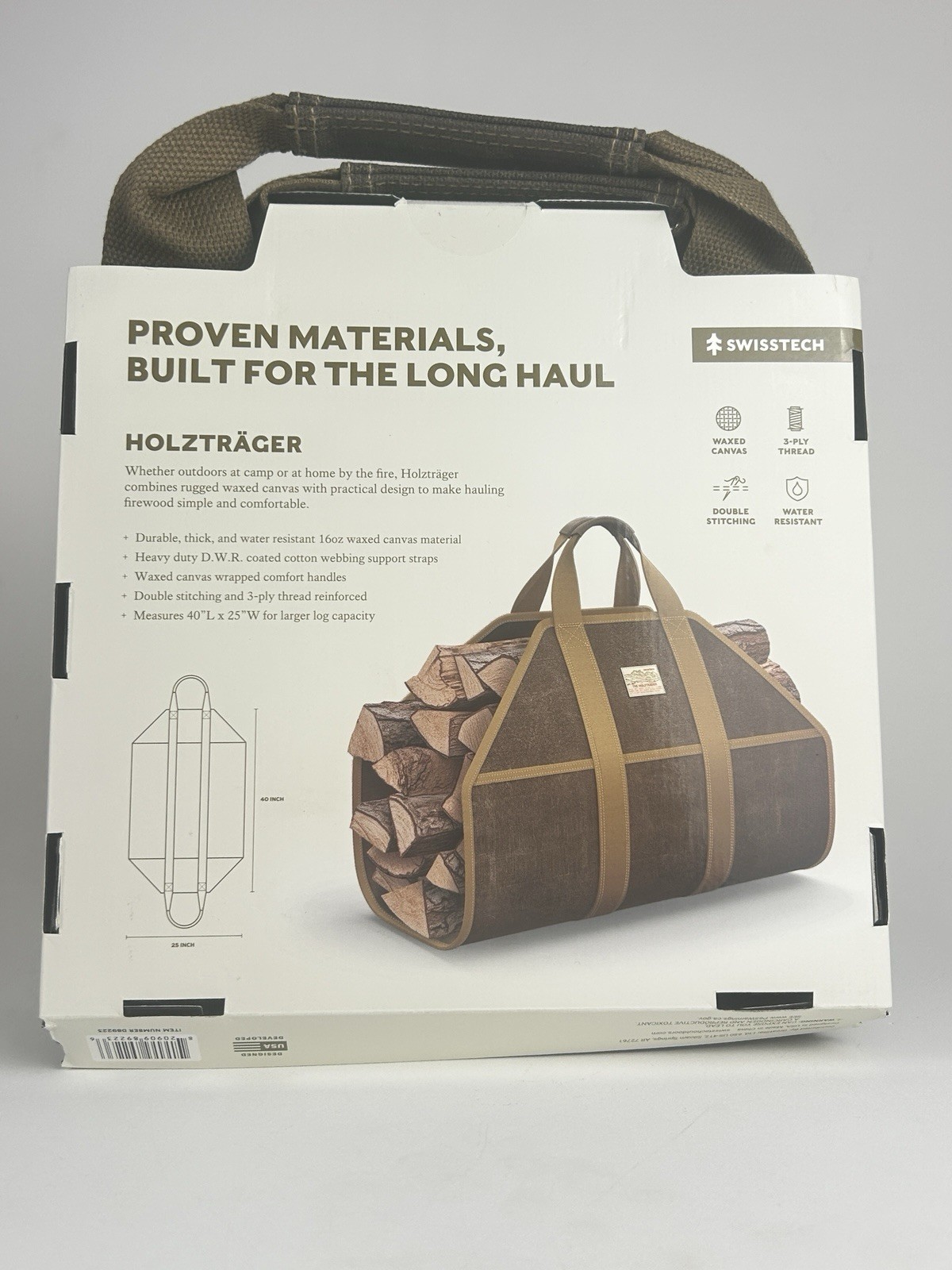 Swiss Tech Holztrager Waxed Canvas Timber Carrier