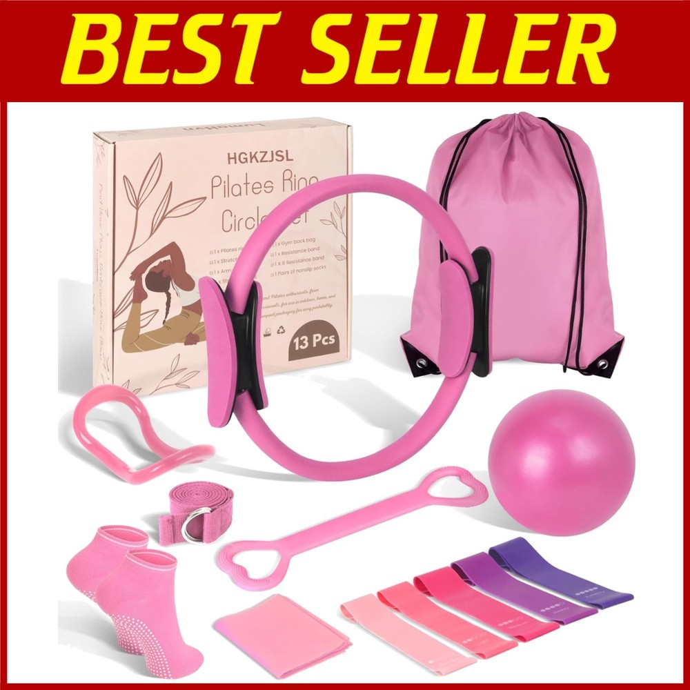 Pink Pilates Ring and Ball Set for Beginners