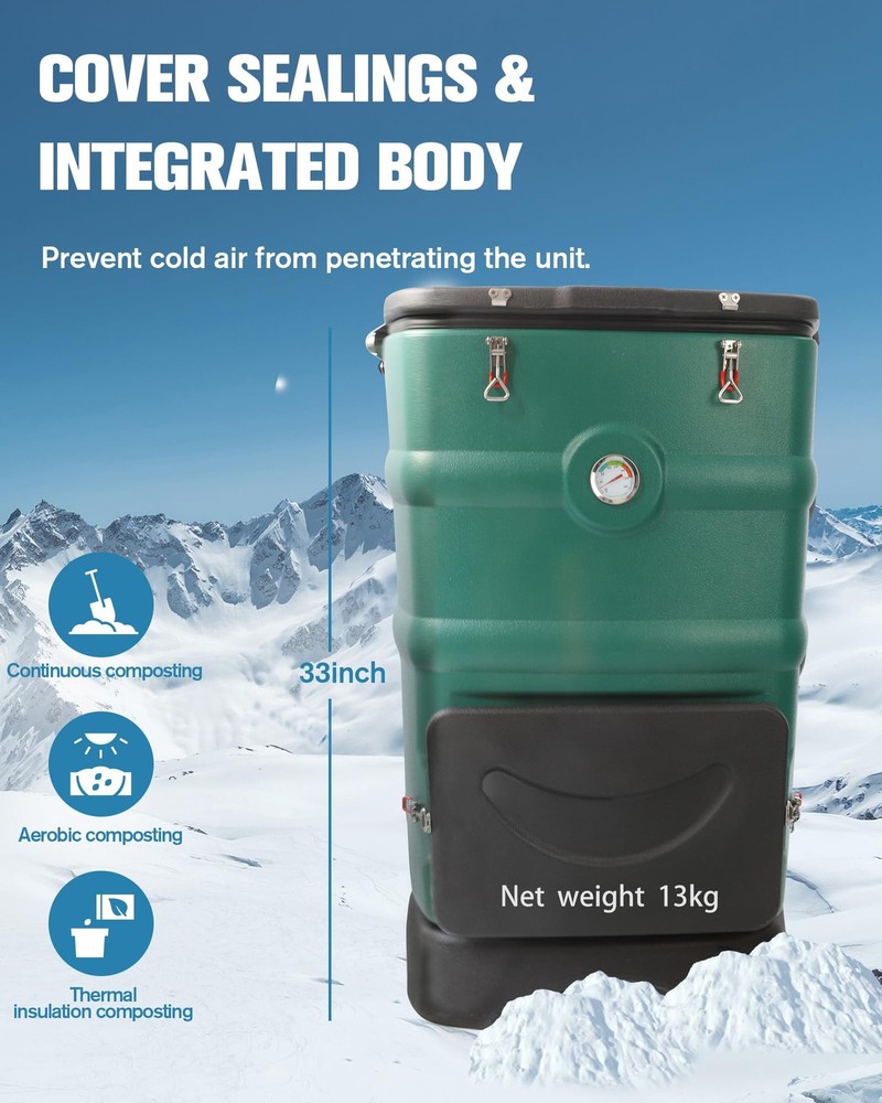 Insulated Compost Bin with Ventilation System - Quickly Composting All Year R...