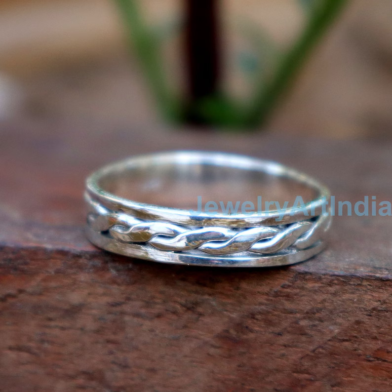 Solid Silver Ring, Fidget Ring, Boho Chunky Ring, Thumb Ring Man, Pinky All Size