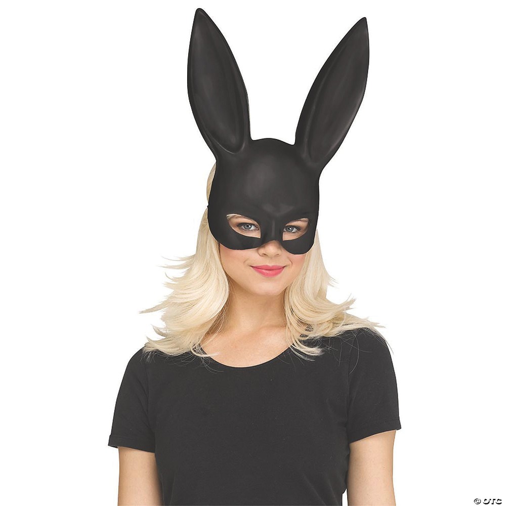 Bunny Mask Black Matte Costume - One Size Fits Most