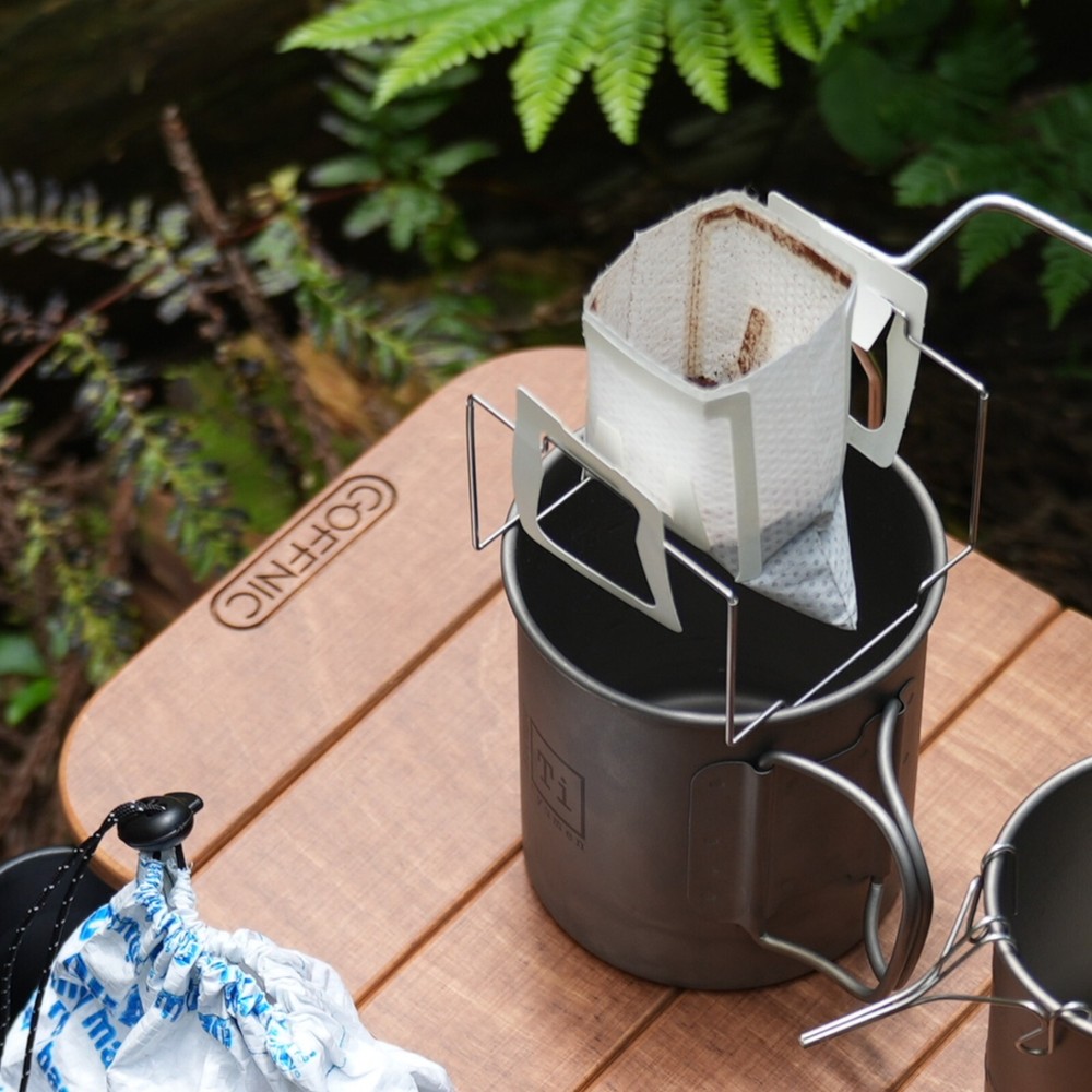 COFFNIC Folding Coffee Dirp Bag Holder Stainless Steel(Basic+Leather Strap)