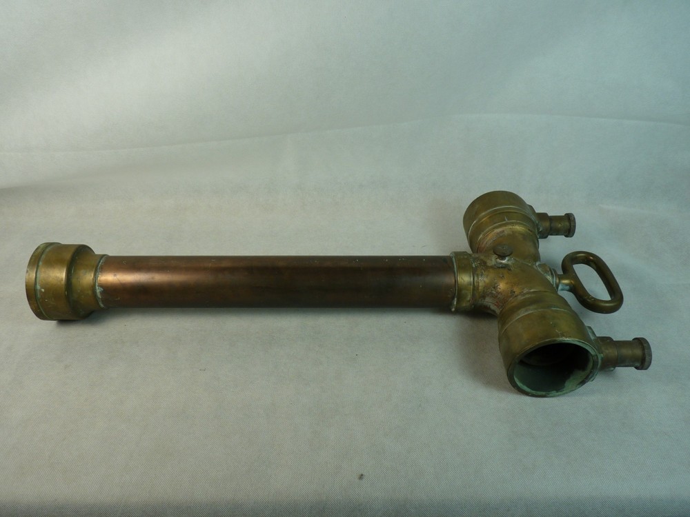 LARGE ANTIQUE SOLID BRASS FIRE BRIGADE HYDRANT STANDPIPE 29" TALL- COLLECTABLE